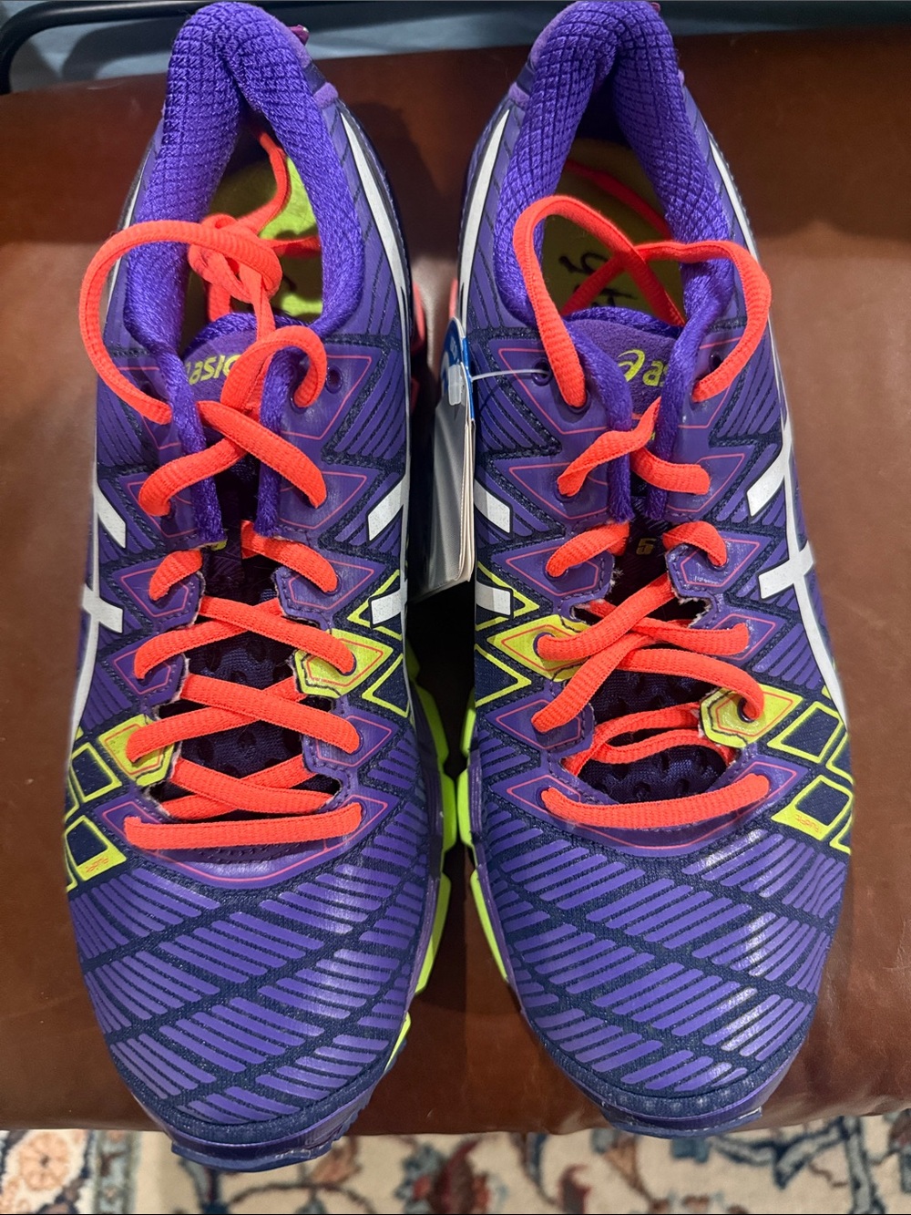 Asics Gel Kinsei 5 Purple Running Shoes Orange Laces Lime Accent NWT W 8 1/2